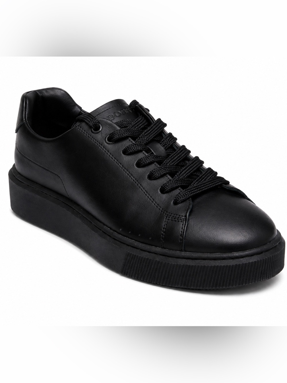 Boss Black Leather Platform Low-Top Sneakers